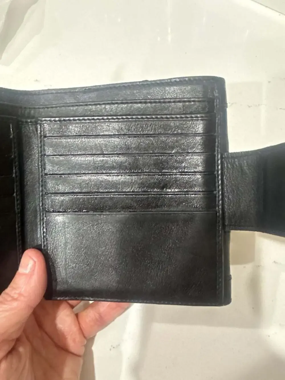 Gucci Vintage Black Leather Web Stripe French Purse Wallet with Studded Strap - Picture 10 of 11